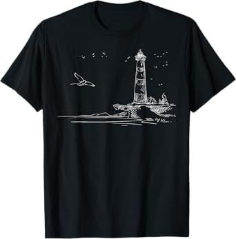 Nautical Sketch Art Seaside Lighthouse T-Shirt
