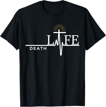 Christian Death to Life Heartbeat Cross Gift Men/Women/Youth T-Shirt