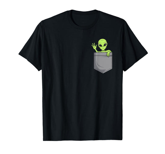 Funny Alien In Pocket Ufo Extraterrestrial Space Pocket T-Shirt