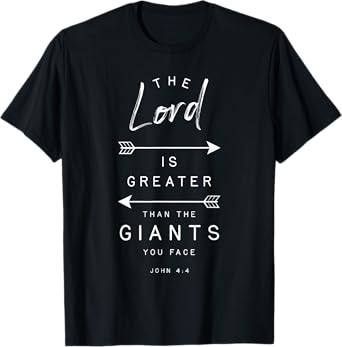 John 4 4 Greater Than Giants Bible Verse Quote Religious T-Shirt