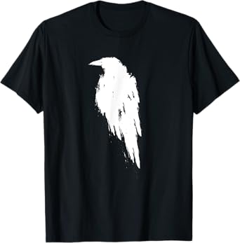 Retro Vintage White Raven Crow T-Shirt