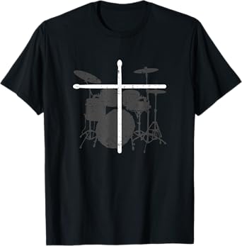Christian Drummer Jesus Christ Drum Sticks Cross - Worship T-Shirt