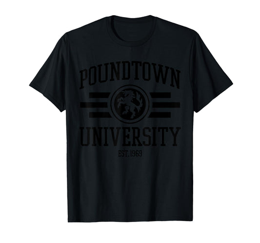 Funny Gym Humor Pound Town University Gym and Lifting Lovers T-Shirt