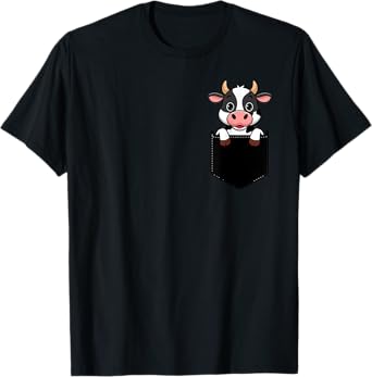 Funny Cow In Pocket Animal Cute Women Men T-Shirt