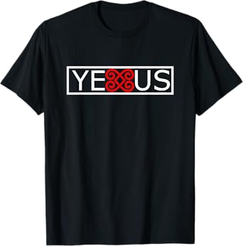 Hmong Jesus Yexus White Letters Border Heart Red Symbol T-Shirt