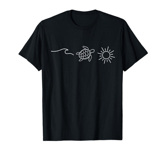 Minimal Turtle Sun Lover Ocean Wildlife Natural Sea Animals T-Shirt