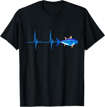 Bluefin Tuna Heartbeat EKG Pulseline FIsh Deep Sea Fishing T-Shirt