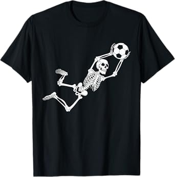 Funny Skeleton Soccer Lovers Spooky Halloween Goalkeeper T-Shirt