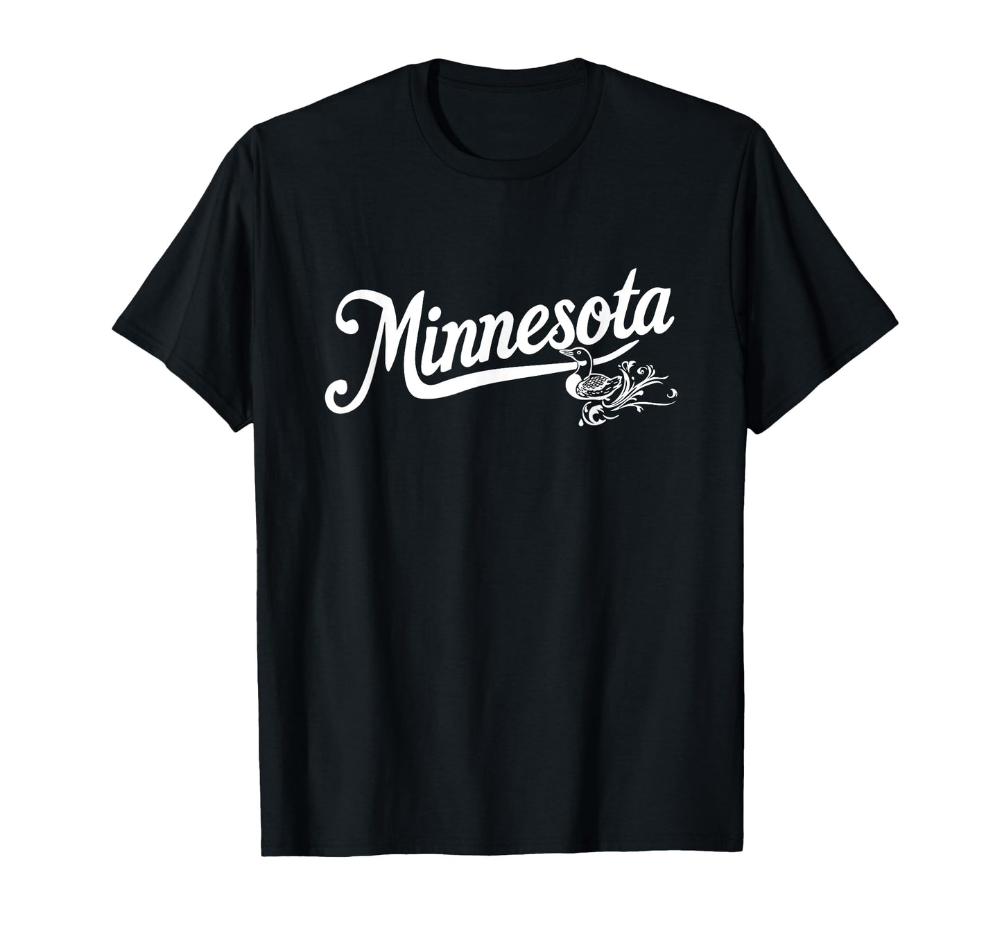 Minnesota - MN, Retro Vintage Script Common Loon Design T-Shirt