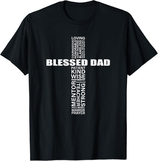 Mens Christian Blessed Dad Cross Father's Day Best Dad T-Shirt