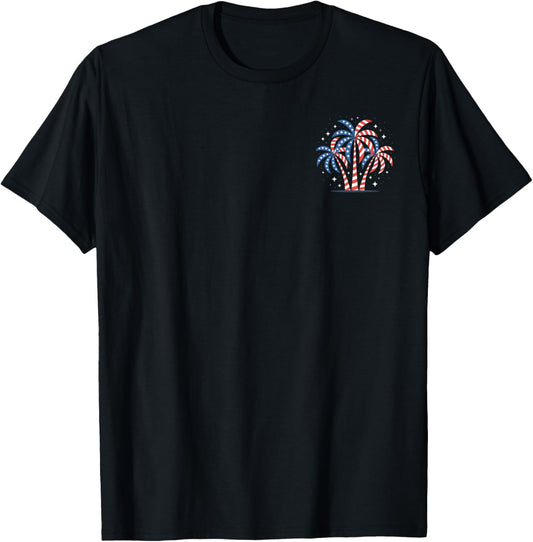 Palm Trees 4th Of July Patriotic American Flag Hawaiian Palm T-shirt