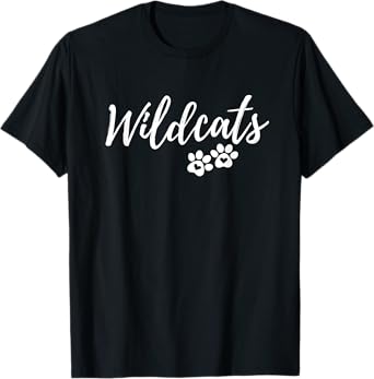 Wildcats - Fancy Script with Heart Paws T-Shirt