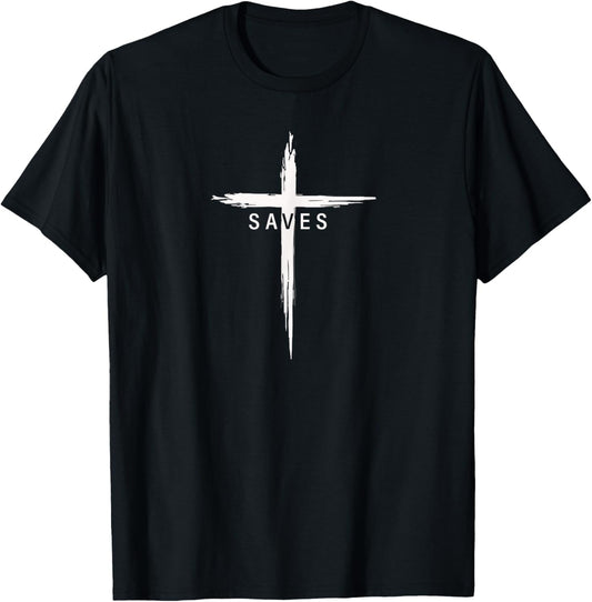 Cool Christian Cross Jesus Saves Men Women Graphic Christ T-Shirt