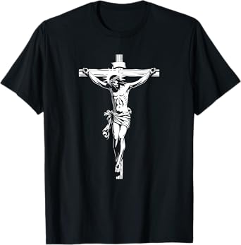 Jesus Christ On The Cross T-Shirt, Small, Black