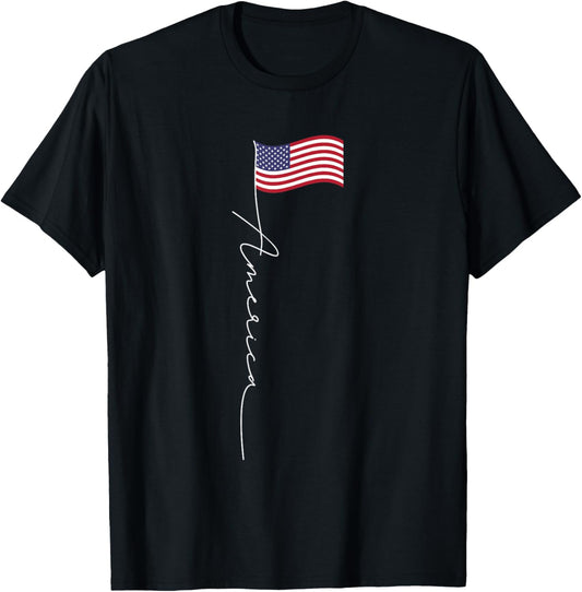America Signature Flag Pole - Patriotic American Flag T-Shirt
