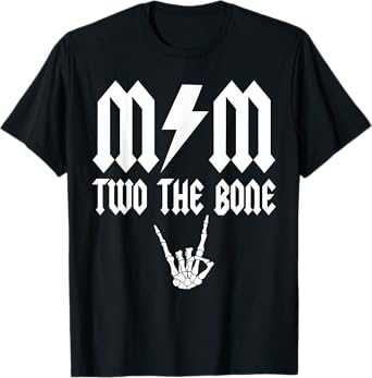 Mom Two the Bone Skeleton Hand Family Birthday Boy Girl T-Shirt