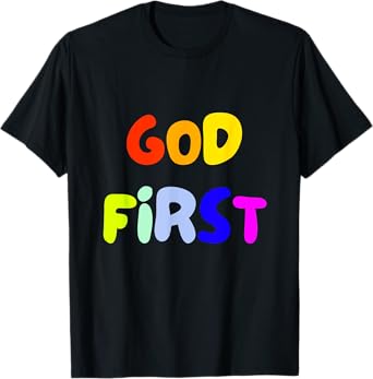 God First Youth Fun Colorful Rainbow Christian Religious T-Shirt