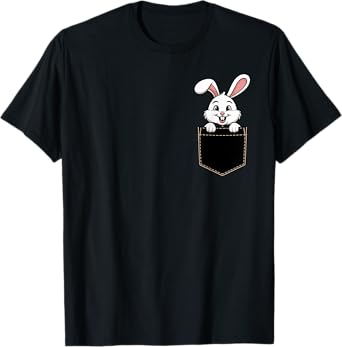 Funny Rabbit In Pocket Animal Cute Women Men T-Shirt