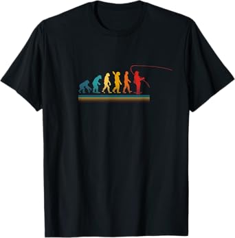 The Evolution of Man Fly Fishing in Retro Colors T-Shirt