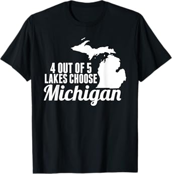 4 out of 5 Lakes Choose Michigan Map Mitten T-Shirt T-Shirt