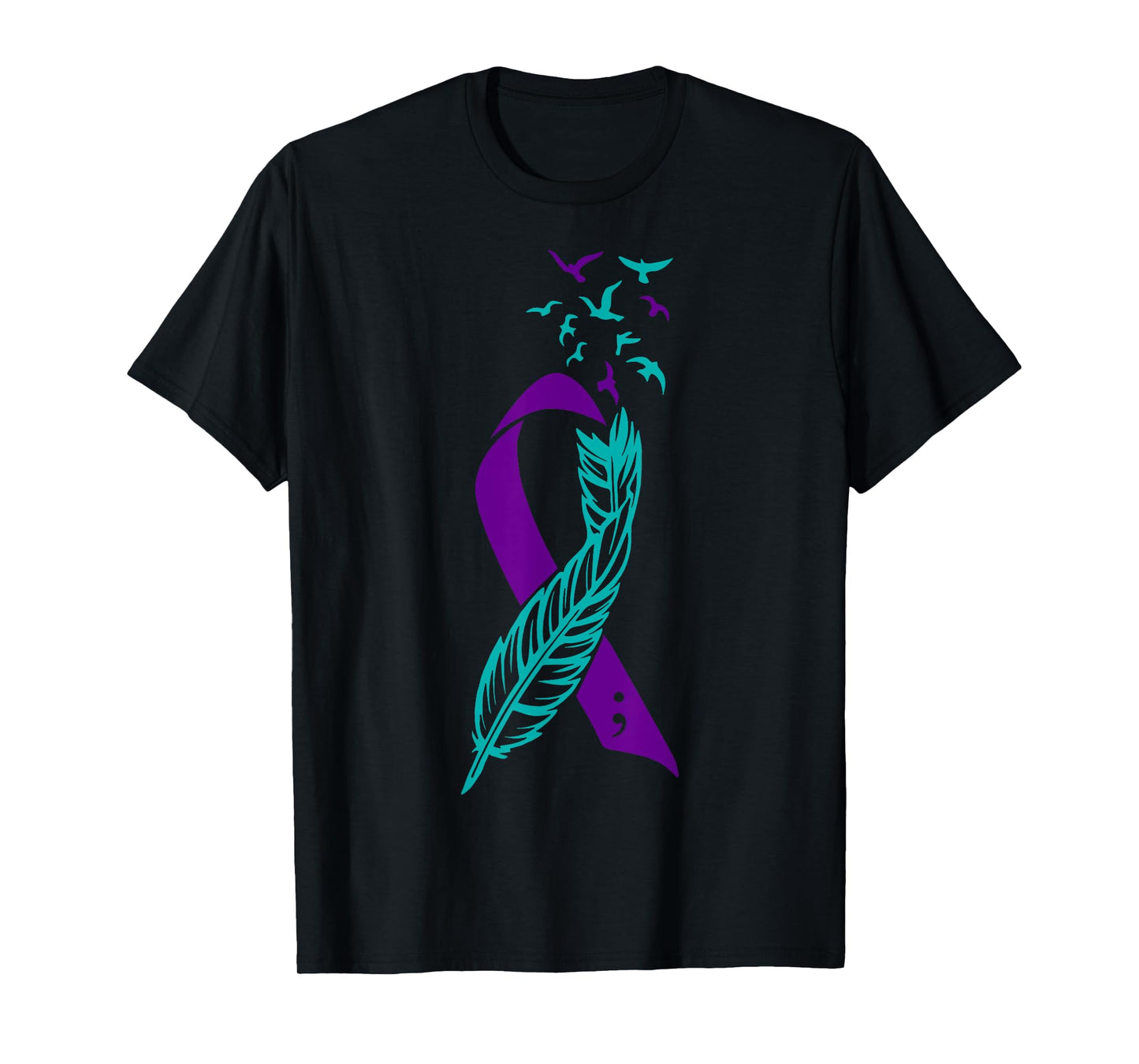 Feather Suicide Prevention Awareness You Matter Purple Teal T-Shirt