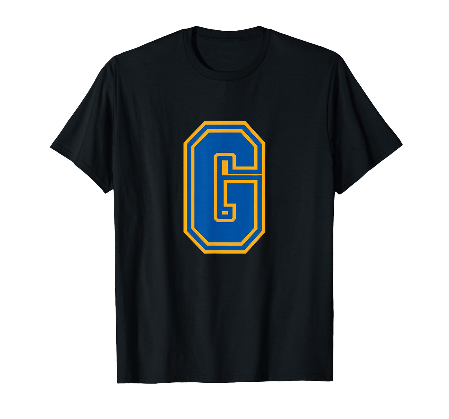 Letter G Yellow Blue Monogram Initial T-Shirt
