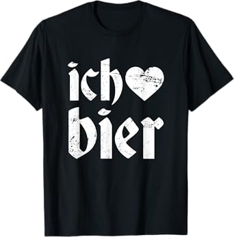 Funny Oktoberfest I Love Beer Ich Heart Bier German Drinking T-Shirt