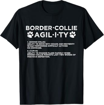 Funny Border Collie Dog Agility Training Men Women Kids T-Shirt