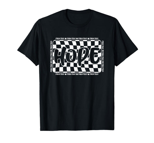 Hope Psalm 130:5 Checkerboard Inspirational T-Shirt