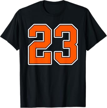 Orange White Number 23 Jersey Player Uniform #23 T-Shirt