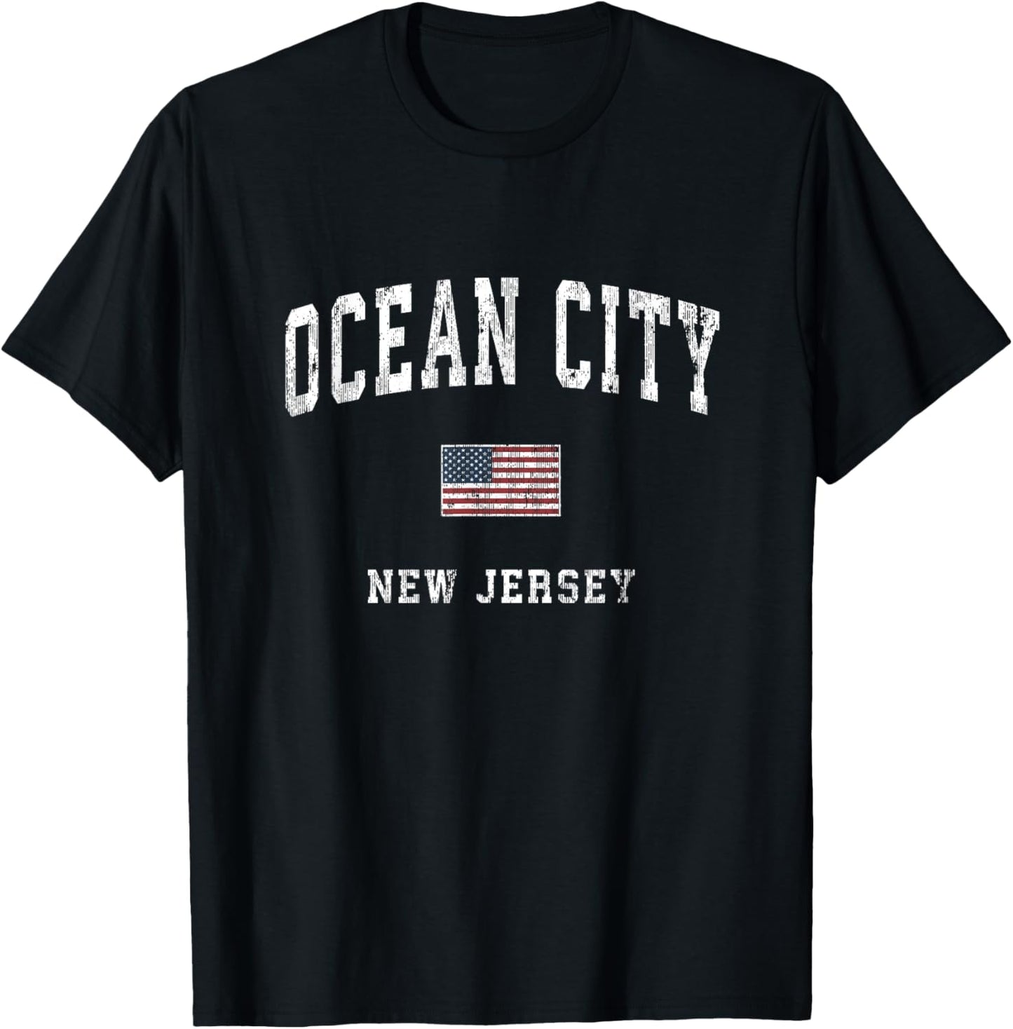 Ocean City New Jersey NJ Vintage American Flag Sports Design T-Shirt