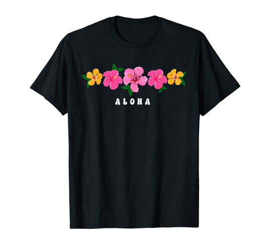 Aloha Hibiscus Flowers Hawaiian Islands Hawaii Surfer T-Shirt