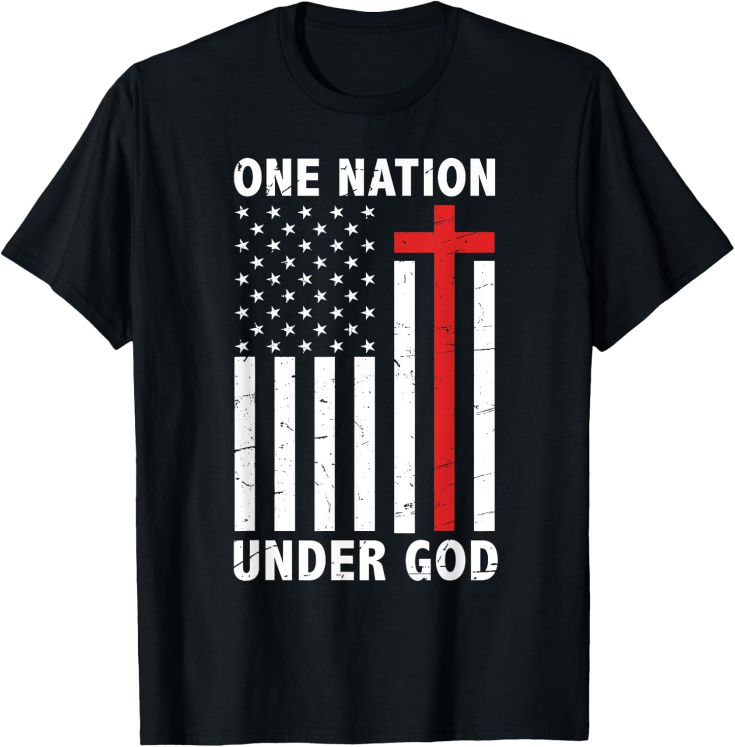 One Nation Under God Flag 4th Of July Patriotic Christian T-shirt