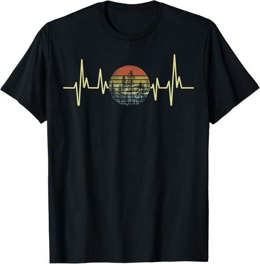 Trees Wildlife Pine Sun Nature Heartbeat Forest Vintage Men T-Shirt