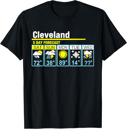 Cleveland 5 Day Forecast Funny Travelling Weather T-Shirt