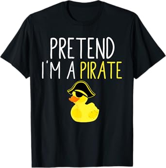 Funny Halloween Costume tees Pretend I'm A Pirate Black Cartoon T-Shirt Unisex, All Ages Casual Modern T-Shirt Short Sleeve