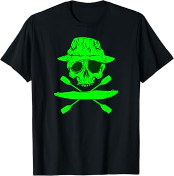 KAYAK CANOE rafting games white water green skull KAYAKER T-Shirt