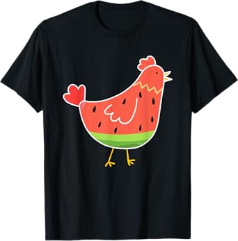 Cute Watermelon Print Chicken Lover Farmer Summer Fruit T-Shirt