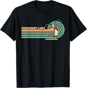 Vintage Retro Summer Fishing California Pinecrest Lake T-Shirt