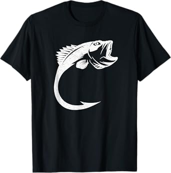 Fish Hook Minimal Art Cool Fishing Lover Art Lover Gift T-Shirt