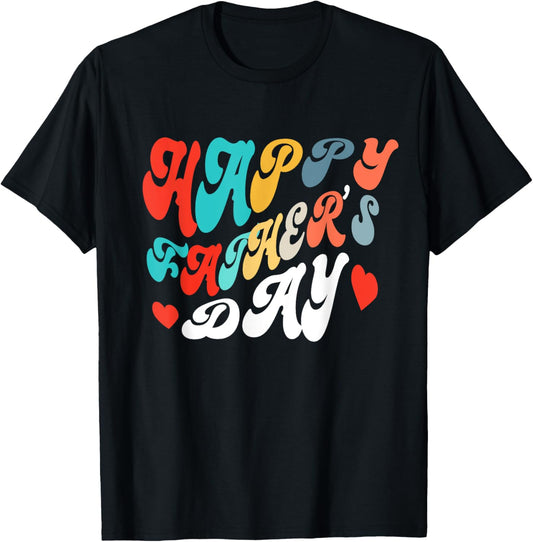 Happy Fathers day Dad Shirt Retro Vintage Outfit Love Heart T-Shirt