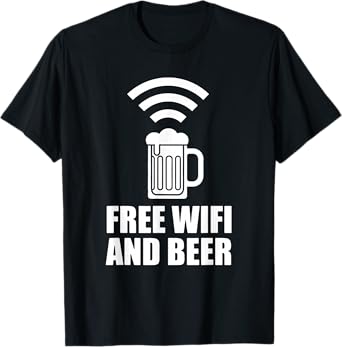 Free WiFi and Beer Funny Beer Lover & Pub Design T-Shirt