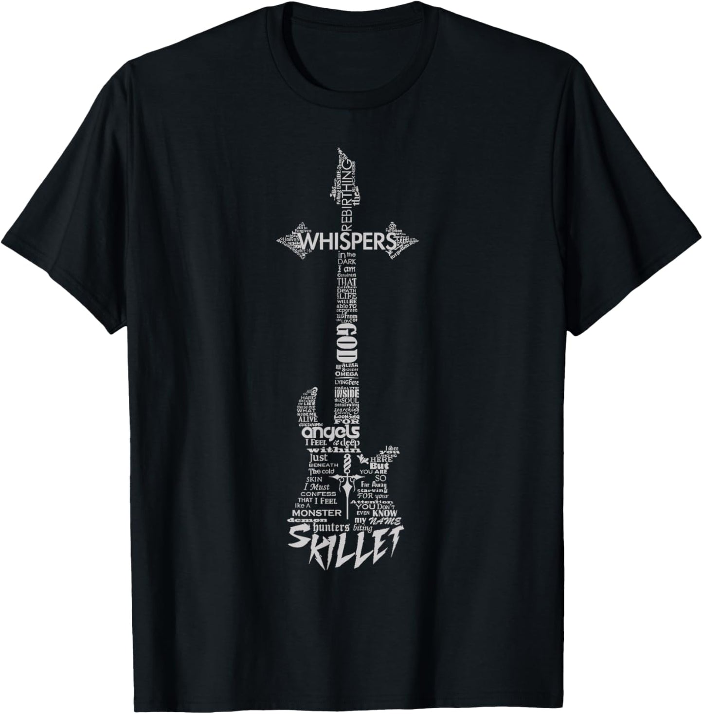 Funny Skillet Guitar Typography on Black Graphic T-Shirt