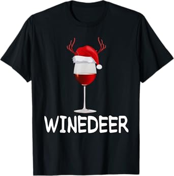 WineDeer ReinBeer Funny Wine Beer Christmas Couples Matching T-Shirt