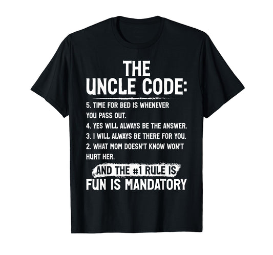 Mens Funny Uncle Gifts From Niece Nephew Funny the Uncle Code T-Shirt