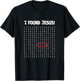Christian Word Search Shirt - I Found Jesus Faith Puzzle T-Shirt