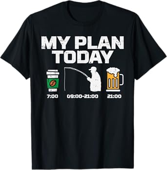 My Plan Today Coffee Fishing Beer Drinking Fisherman Dad T-Shirt