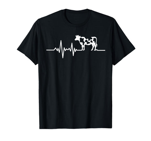 Cow Heartbeat Dairy Farming Ranch Life Cattle Lover Gifts T-Shirt