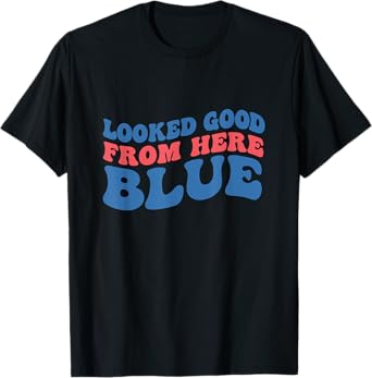 Looked Good From Here Blue Funny Baseball Umpire Softball T-Shirt