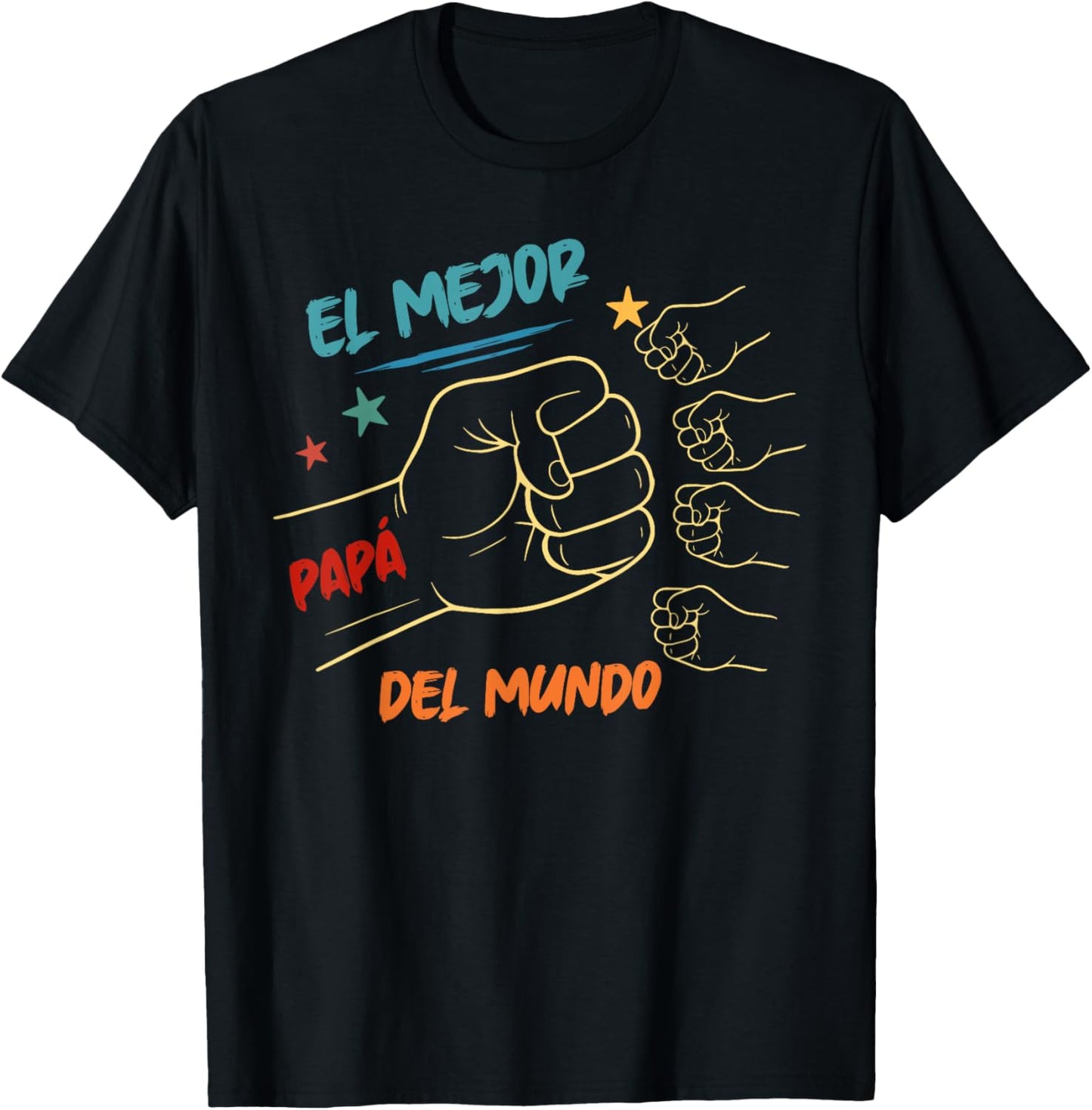 El Mejor Papa Del Mundo Fist Bump First Time Dad Dad Of Four T-Shirt
